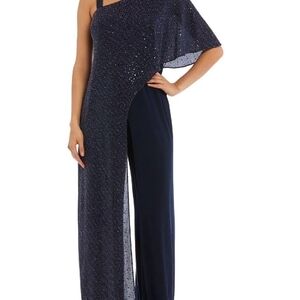 ✨Plus Size Glitter One-Shoulder Jumpsuit | Formal Eveningwear | R&M Richards 20W